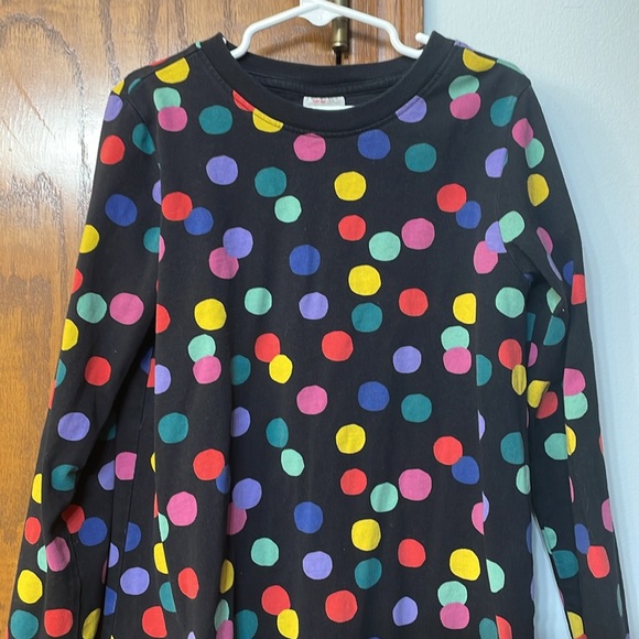 Hanna Andersson UEC Girls Size 8 Black Pink Polka Dot Skater Dress Celebration - Picture 4 of 11